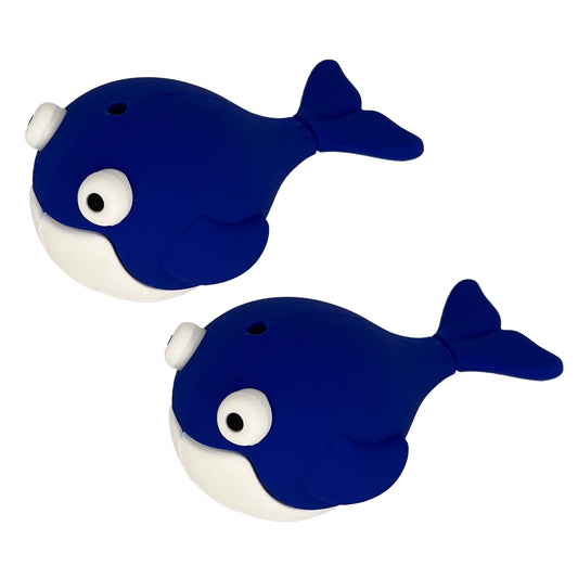 Whales, pair, pod, premium bathroom decor replacement topper for toilet bowl-to-floor hardware concealment